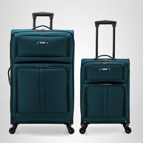 U.S. Traveler Anzio Softside Expandable Luggage with Spinner Wheels, Teal, 22-Inch Carry-on