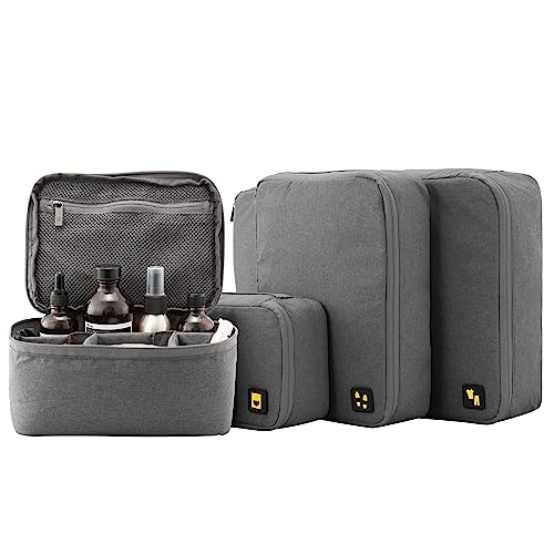 LEVEL8 4 Set Packing Cubes for Carry On Suitcase, Luggage Packing Organizers bag for Travel Accerssories Travel Essentials - Grey