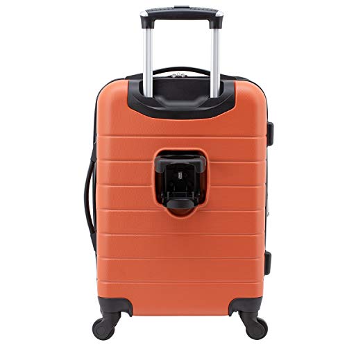 Wrangler Smart Spinner Hardside Luggage, 22-Inch Carry-On, Burnt Orange