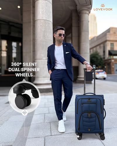 LOVEVOOK Blue softside carry-on for 22x14x9 carry-on luggage detail 2