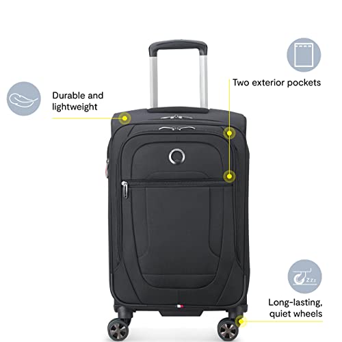 DELSEY PARIS Helium DLX Softside Expandable Luggage with Spinner Wheels, Navy Blue, Carry on 20 Inch
