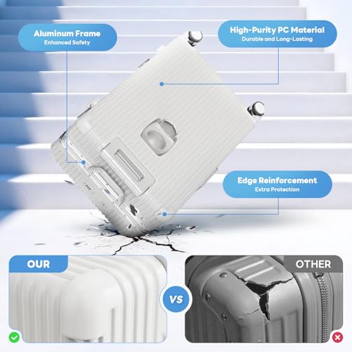 TIYFIY 20 Inch Carry On Luggage Airline Approved, PC Hardshell Suitcase with Front Pocket, USB Charging Ports, Zipperless Aluminum Frame, 360 Spinner Wheels & TSA Lock for Travel