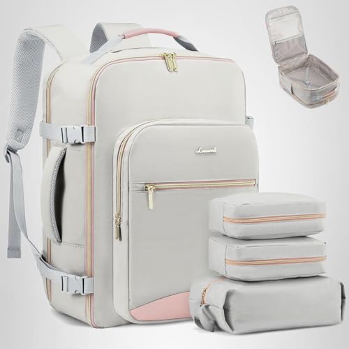 LOVEVOOK 40L Travel Backpack Flight Approved Carry on Backpack,3 Packing Cubes,Waterproof Personal Item Travel Bag,TSA Carry on Luggage Suitcase Travel Essentials,Gifts for Women & Men,fits 17" Laptop