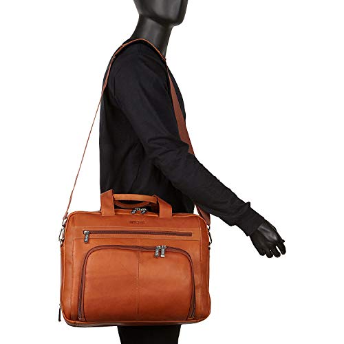 Kenneth Cole REACTION Out Of The Bag Manhattan Colombian Leather RFID 15.6" Laptop Briefcase, Cognac