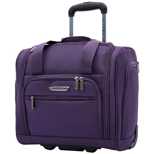 TPRC 15” Underseat Carry-On Luggage Airline Approved Personal Item with USB Charging Port, Purple