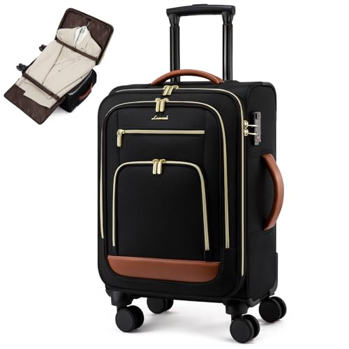 LOVEVOOK 49L Carry on Luggage 22x14x9 Airline Approved, 22 Inch Large Rolling Suitcase with Suit Folder & Spinner Wheels & TSA Lock, Softside Lightweight Underseat Carryon Luggage for Women Men Travel