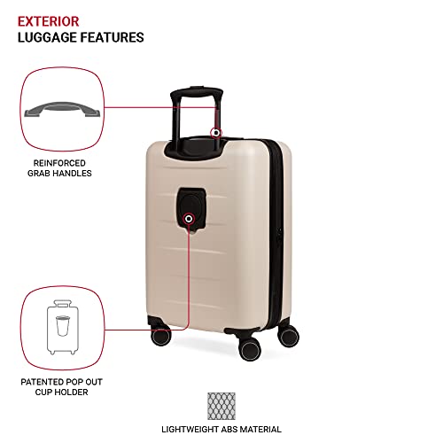 SwissGear 8020 Eclipse Hardside Expandable Luggage with Spinner Wheels, Cream, Carry-On 18-Inch