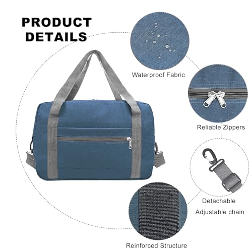 lifwimner Foldable Carry on Luggage Bag 22x14x9 Personal Item Bag for Airplanes Travel Duffel Bag for Women and Men (40L, Navy)