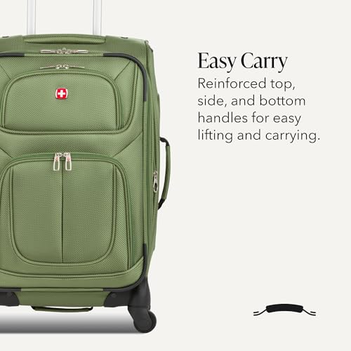 SWISSGEAR Sion Carry-On Spinner Luggage, Softside Expandable, Lightweight Suitcase, Evergreen, 22.75-Inch