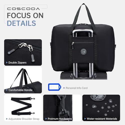 COSCOOA Carry On Luggage 22x14x9 Airline Approved,Lightweight Duffle Bag for Travel, Waterproof Weekender Overnight Bags for Traveling Airplane for Women and Men 40L