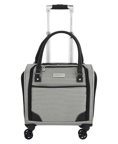 London Fog Cambridge 15" 8-Wheel Under the Seat Bag, Black White Houndstooth