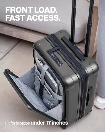 Coolife Carry On Luggage Suitcase : 22x14x9 Airline Approved Travel Luggage with Spinner Wheels, Front Pocket Expandable Hardshell Suitcases with TSA Lock Grey