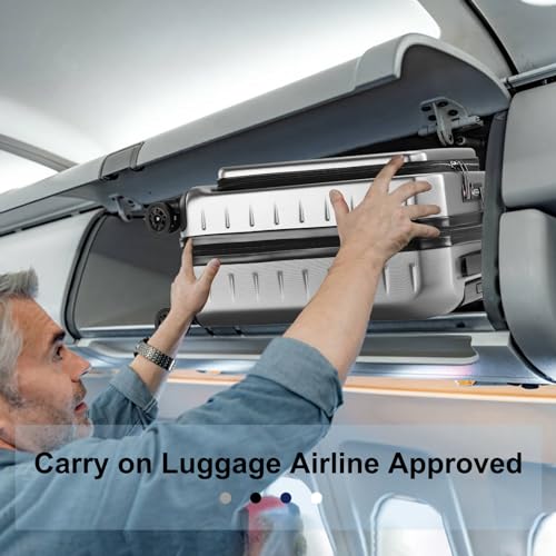 CENSIEN Carry On Luggage 22×14×9 Airline Approved, 20 Inch Lightweight ABS+PC Hard Shell Suitcases with Front Pocket, Spinner Wheels, TSA Lock (Dark Gray, 1PC)