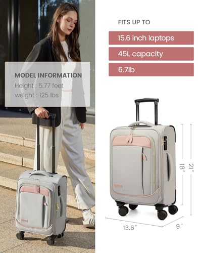 LOVEVOOK 4 Pcs Carry On Luggage 22x14x9 Airline Approved 20 Inch Underseat Carry on Suitcase for Women Men Softside Travel Luggage with Spinner Wheels and TSA Lock