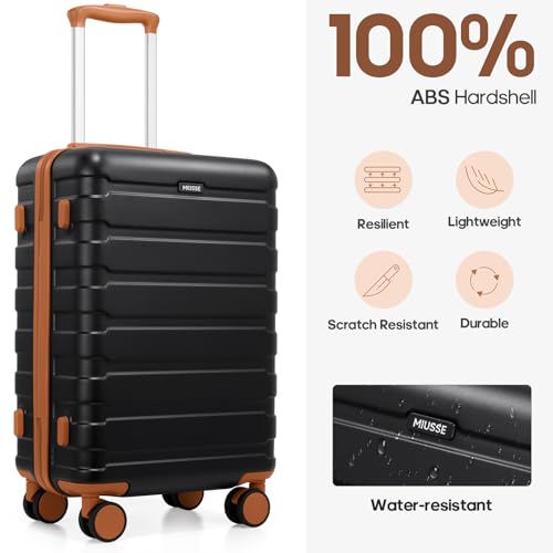 MIUSSE MAX Luggage Sets 3 Piece, 20 Inch Hardshell Carry On Luggage 22x14x9 Airline Approved, Suitcase with TSA Locks & YKK Zippers, Carry On Suitcase with Wheels for Men & Women Travel