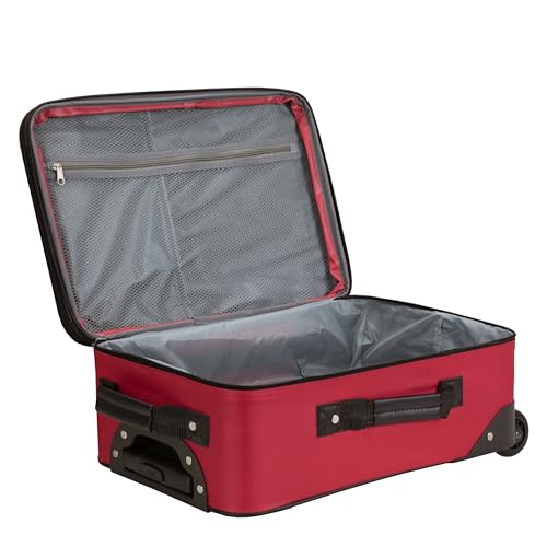 Rockland Fashion Softside 2 Piece Luggage Set, Expandable, (14" Tote/19" Upright), Red