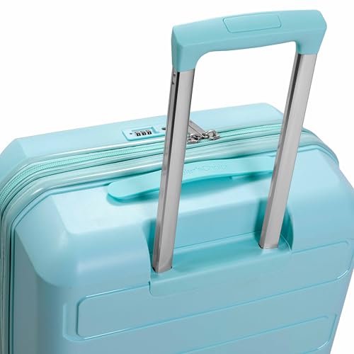 Traveler's Choice Pagosa Hardshell Expandable Luggage with Spinner Wheels, Baby Blue, 22-Inch Carry-on