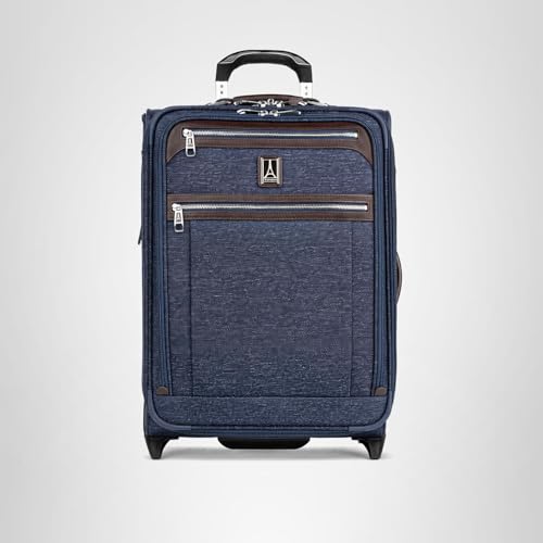 Travelpro Platinum Elite Softside Expandable Carry on Luggage, 2 Wheel Upright Suitcase, USB Port, Men and Women, True Navy, Carry On 22-Inch