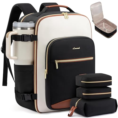 LOVEVOOK Large Travel Backpack for Women & Men, 40L Carry on Backpack for Airplanes, TSA Personal Item Travel Bag fits 17" Laptop, Waterproof Travel Essentials Airline Approved with 3 Packing Cubes