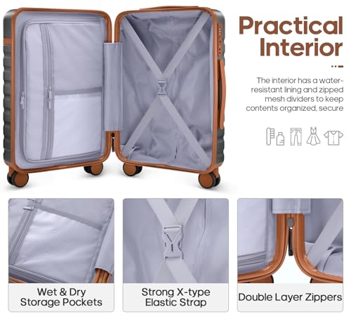 UKEIN Luggage Sets 3Piece, Carry On Luggage 20in Suitcase Set With Backpack