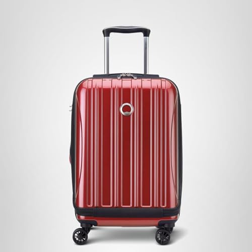 Delsey Luggage Helium Aero, International Carry On Luggage, 19", Front Pocket Hard Case Spinner Suitcase, Brick Red