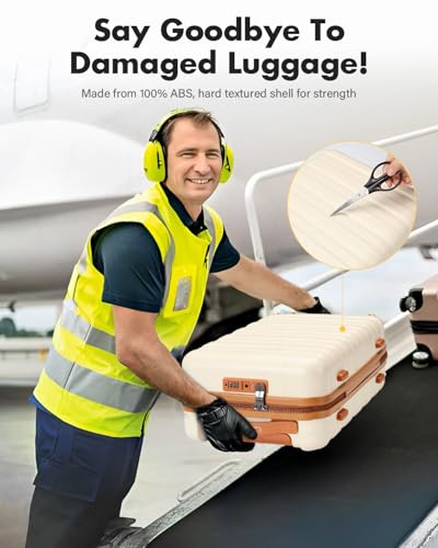 Lekesky 16 Inch Underseat Carry On Luggage Airline Approved, Small Hard Shell Suitcase with TSA Lock Spinner Wheels, Lightweight Personal Item Carry-On for Travel, Beige-Brown