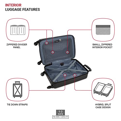 SwissGear 8018 Expandable Luggage, Hard Shell Carry-On Luggage with Spinner Wheels