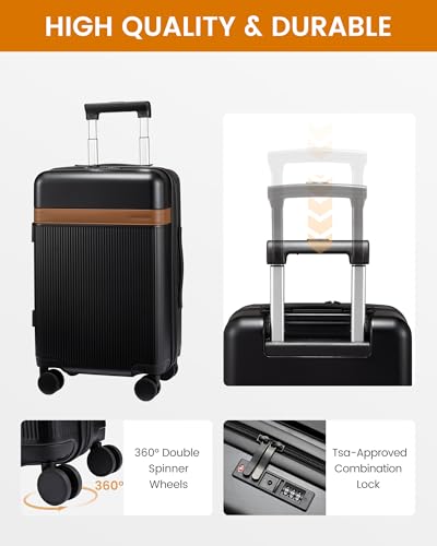 LOVEVOOK Hard Shell Carry On Luggage 22x14x9 Airline Approved with Removable Lining,22 Inch Carry On Suitcase with Spinner Wheel TSA Lock,Lightweight Checked Luggage for Men Women Travel Business Trip