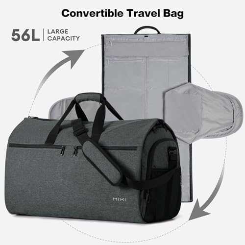 mixi 22 Inch Carry-On Bag for Men Women, 56L Foldable Water-Resistant Weekender Bag for Travel Gym Sports, Rock Gray