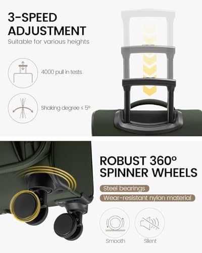 LOVEVOOK Carry On Luggage 22x14x9 Airline Approved, 22 Inch Softside Suitcases with Spinner Wheels, Lightweight Carry-on Suitcase with TSA Lock for Women Men, Large Luggage for Travel Business Trip