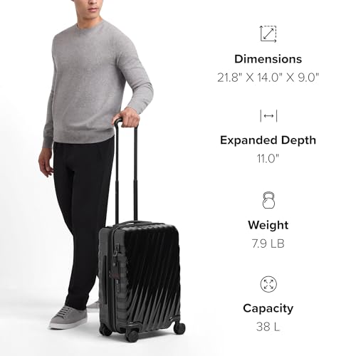 TUMI - 19 Degree Expandable Carry-On - 4-Wheeled Hard Shell Suitcase - 21.8" X 14.0" X 9.0" - Black