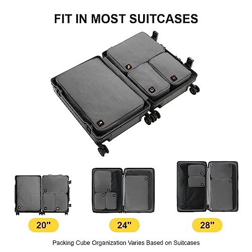 LEVEL8 4 Set Packing Cubes for Carry On Suitcase, Luggage Packing Organizers bag for Travel Accerssories Travel Essentials - Grey