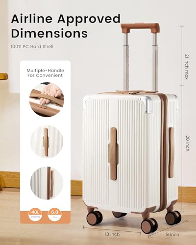 LOVEVOOK Carry On Luggage 22x14x9 Airline Approved, 20 Inch Hard Shell Suitcases with Spinner Wheels, PC Hardside Small Carry On Suitcase with TSA Lock for Women Men Travel
