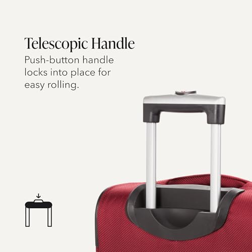 SwissGear Sion Softside Expandable Luggage – Carry-On Suitcase with 360 Degree Wheels & Retractable Handle – 21 Inch, Perfect for 1-3 Night Trips – Burgundy