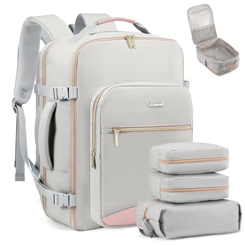 LOVEVOOK 40L Travel Backpack Flight Approved Carry on Backpack,3 Packing Cubes,Waterproof Personal Item Travel Bag,TSA Carry on Luggage Suitcase Travel Essentials,Gifts for Women & Men,fits 17" Laptop