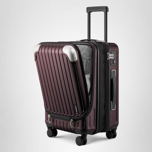 LEVEL8 Grace Large Carry on Luggage, 20 Inch Expandable Hardside Suitcases with wheels, Abs+Pc Harshell Spinner Luggages with Tsa Lock, Red