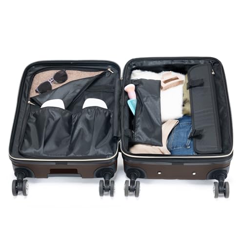 Kenneth Cole REACTION Madison Square Lightweight Hardside Chevron Expandable Spinner Luggage, Chocolate Brown, 20-Inch Checked