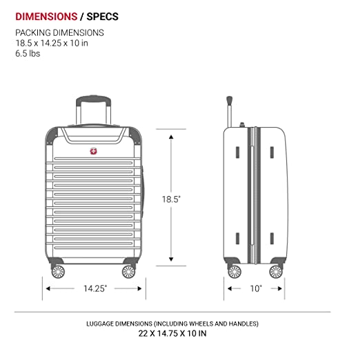 SwissGear 7782 Hardside Expandable Luggage with Spinner Wheels, Silver, Carry-On 19-Inch
