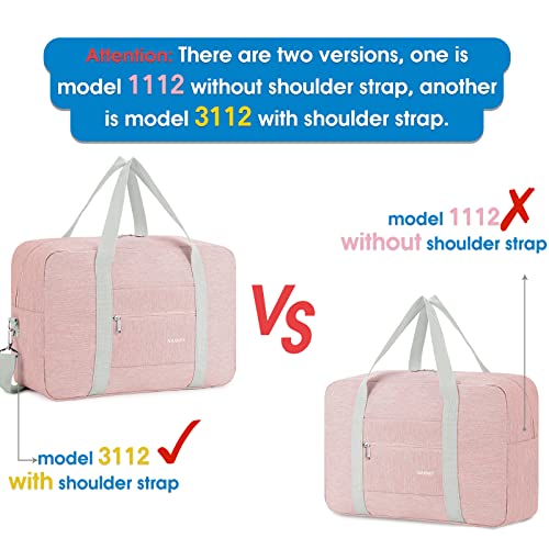 For Spirit Airlines Personal Item Bag 18x14x8 Foldable Travel Duffel Bag Tote Carry on Luggage Duffle Overnight for Women (1112 Thick Series Pink)