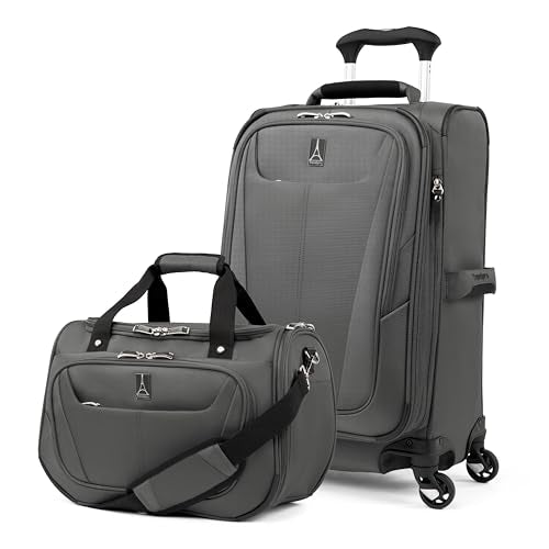 Travelpro Maxlite 5 Softside 2pc Set Expandable Carry On Luggage with 4 Spinner Wheels/Soft Underseat Tote, Lightweight Suitcase, Men and Women, Shadow Grey