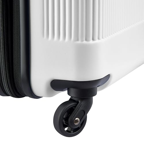 United Colors of Benetton Ribbed Hardside Expandable Luggage with Spinner Wheels, White, Carry-On 20 Inch