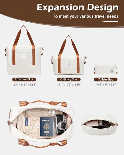 LONG VACATION Carry On Luggage Sets 3 Piece 20 Inch Suitcase Set, ABS+PC Hardshell Lightweight Travel Luggage with Spinner Wheels & YKK Zipper TSA Lock (BEIGE-BROWN, 20 Inch)