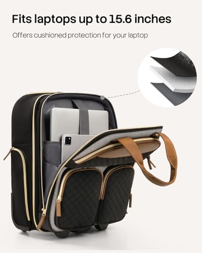 Arcoyard Underseat Carry On Luggage with Wheels, Multiple Compartments Airline Approved Personal Item Bag, Travel Carry-On with Leather Handle, Lightweight Rolling Suitcase for Women, Grey Brown