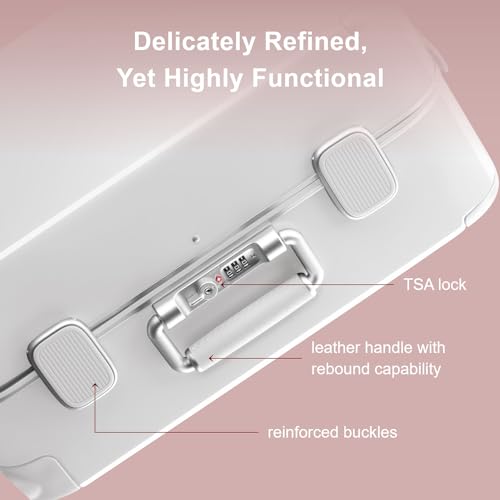 LEVEL8 Zipperless Carry On Luggage Airline Approved with Aluminum Frame, Cute Hardshell Suitcase with Spinner Wheels, Metal Rolling Travel Case with Tsa Locks, 20 Inch, Off White