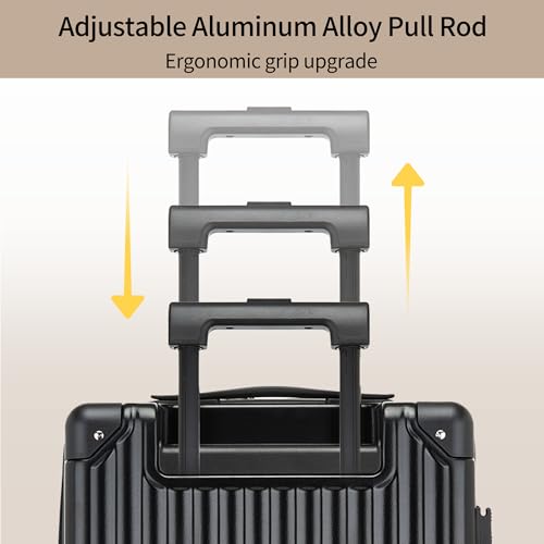 Hulsin 20 Inch Carry on Luggage,Airline Approved 22x14x9 Hard Shell Carry on Suitcase with 360° Spinner Wheels,TSA Lock and Lightweight Hardside Carry-on Luggage for Travel (Black, 20 Inch)