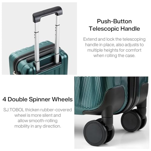 Hanke 14 Inch Underseat Carry On Luggage with Wheels Hard Shell Suitcases Lightweight Small Luggage for Weekender Mini Suitcase Carry On Bag Travel Luggage for Travel Rolling Suitcase.(Blackish Green)