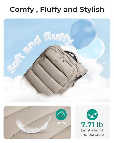 BAGSMART Carry On Luggage 22x14x9 Airline Approved, 20 Inch Soft Suitcase with Wheels, Lightweight Spinner Carry on Suitcase with PVC Wet/Dry Pockets for Short Trip, Camel