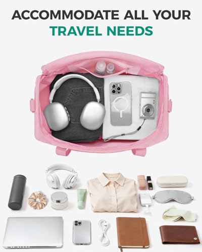 WANDF For Frontier Airlines Personal Item Bag 18x14x8, Travel Duffel Bags with Wet Pockets, Lightweight Carry on Weekender Overnight Duffle for Women (Pink)