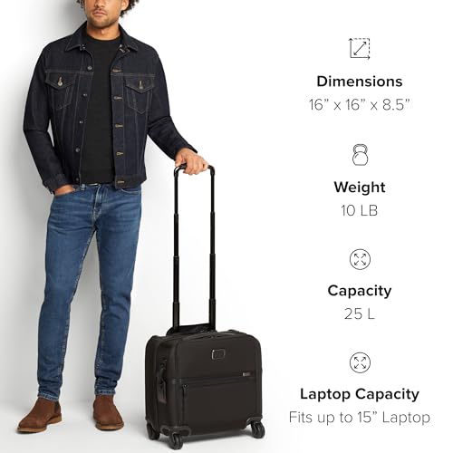 TUMI - Alpha Compact 4 Wheeled Brief - Rolling Carry On Briefcase. Laptop Bag for Commuting and Travel - Black
