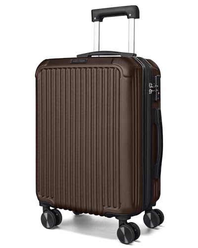 LIGHT FLIGHT Carry On Luggage 22x14x9 Airline Approved, Coffee Brown